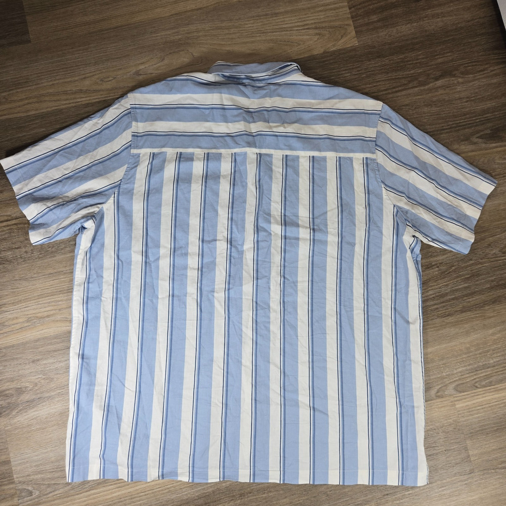 Gap Linen Camp Shirt Mens 2XL Blue Stripe Button Up Short Sleeve Casual XXL - Picture 9 of 9